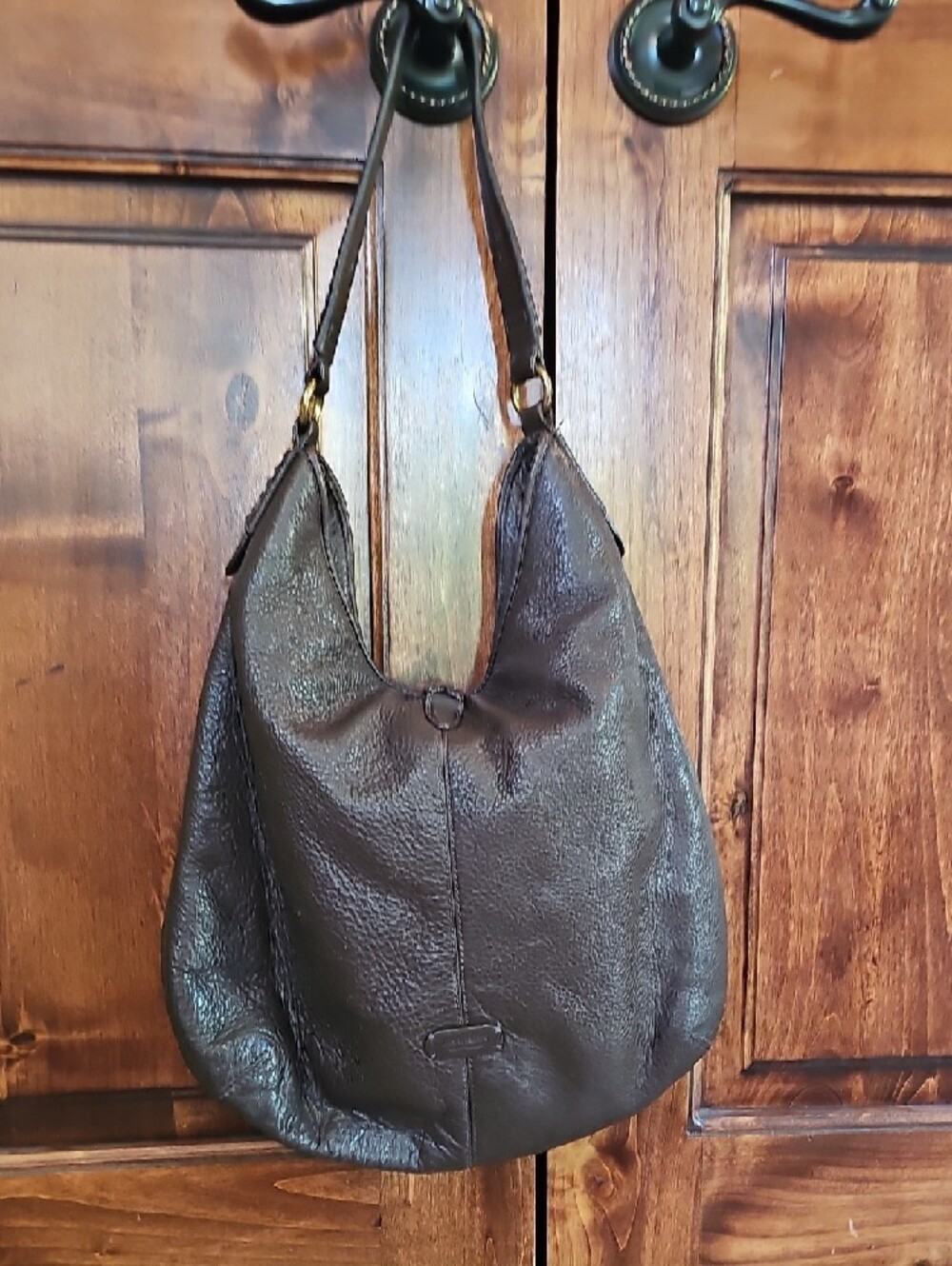Ralph Lauren Dark Brown Leather Shoulder Hobo with Tassel - Picture 3 of 3